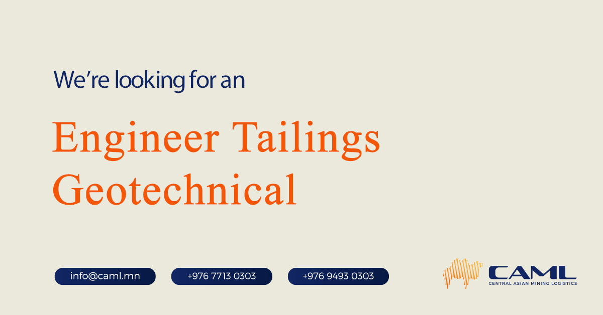 We are hiring an Engineer Tailings Geotechnical