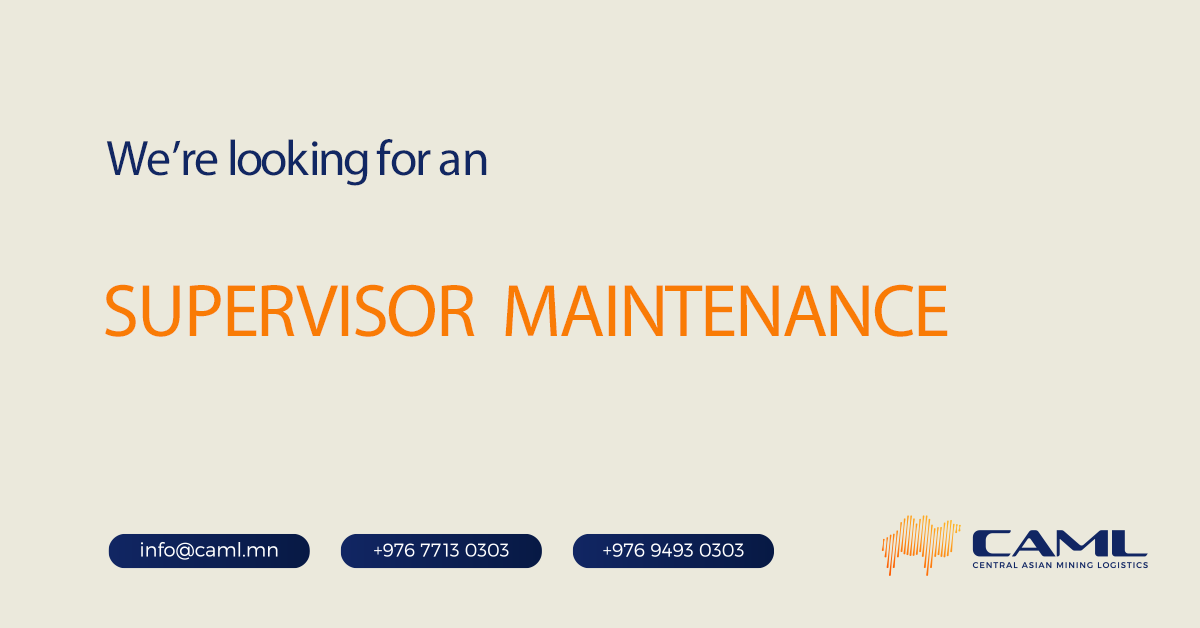 We are hiring a Supervisor Maintenance