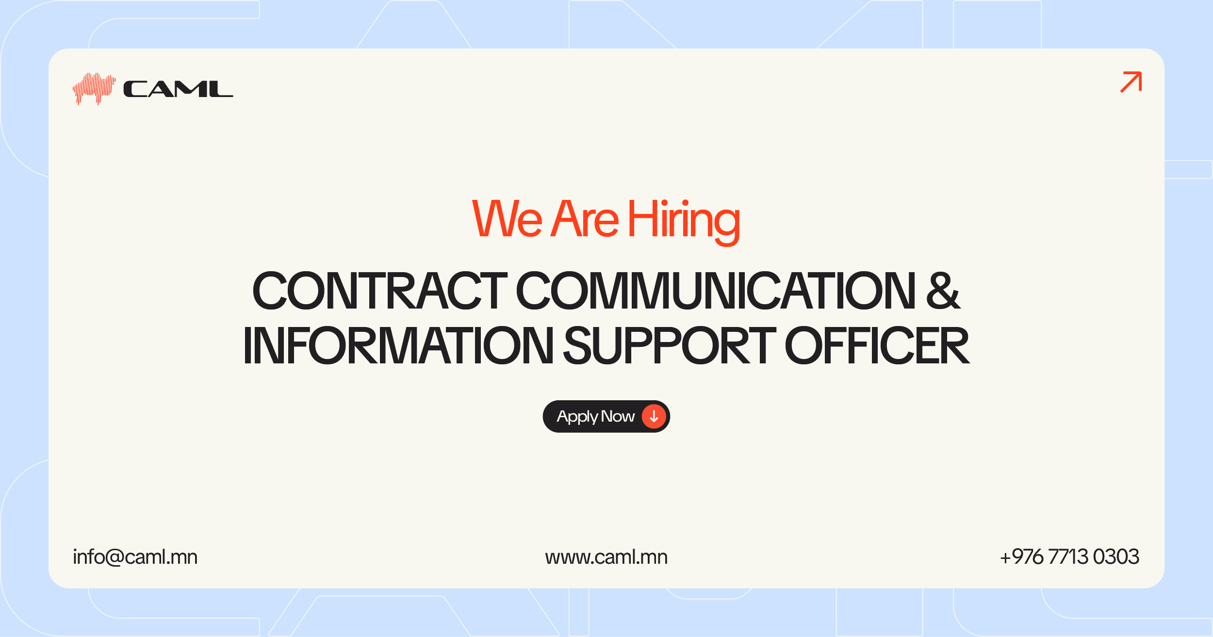 We are hiring a Contract Communication & Information Support Officer